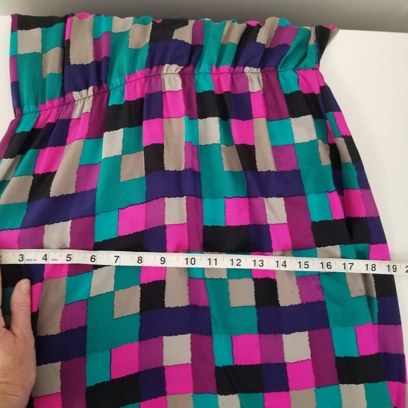 Britt Ryan 100% Silk Geometric Print Long Sleeve Blouson Dress Size M Colorful - Picture 10 of 15